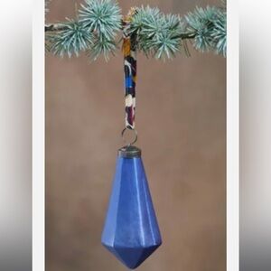 Anthropologie Ornament ANTIQUE PRISM Glass Teardrop Painted Navy Holiday NWT